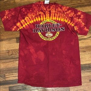 Harley-Davidson Red and Yellow Tie-Dye Short Sleeve Tee